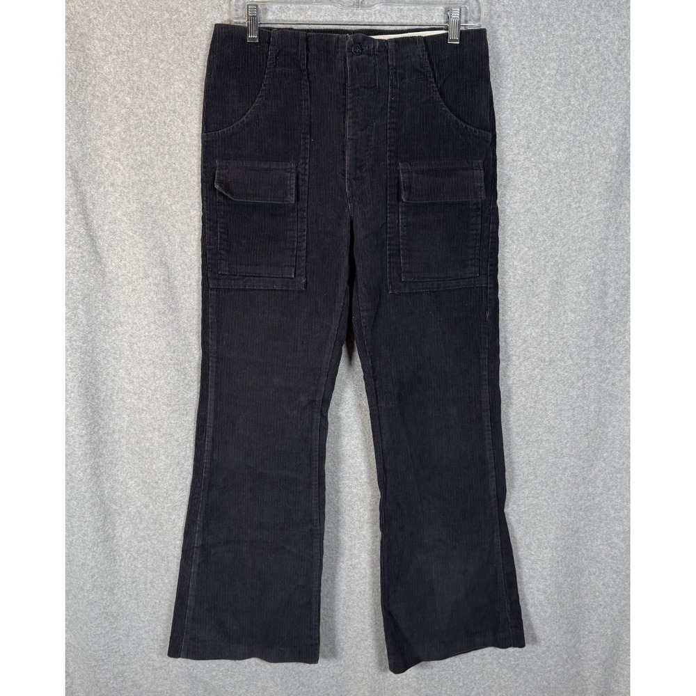 Vintage Sailor Pants Womens 29 X 29 Micro Corduroy Pants Cargo Pocket Navy Talon
